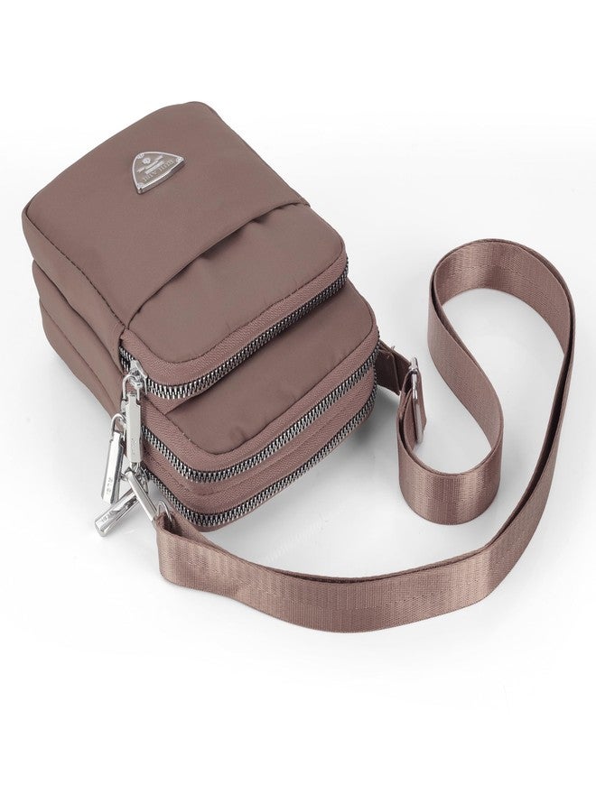 حقيبة هاتف كروسبودي متعددة الجيوب من BAG IN ENTERPRISE للنساء - حقيبة أنيقة صغيرة الحجم بسحاب وحزام قابل للتعديل، 8 ألوان عصرية للاستخدام اليومي (وردي فاتح) - Image 5